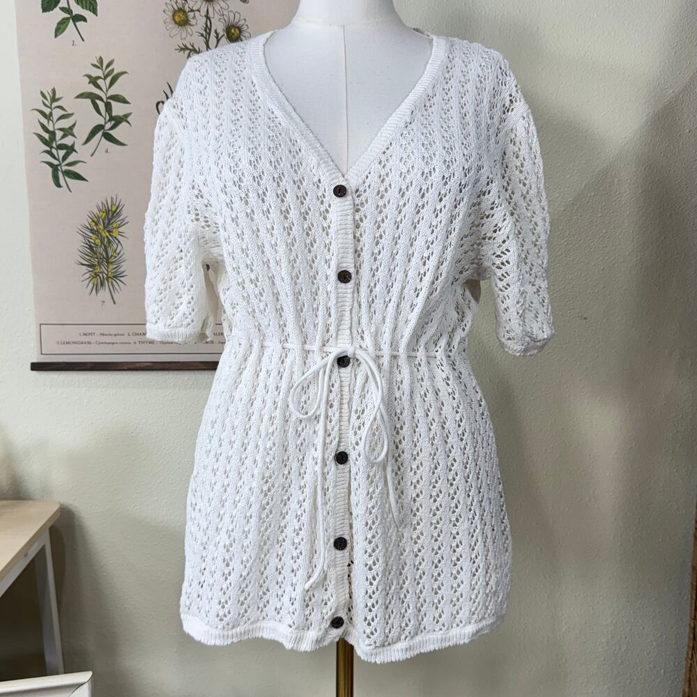 Open Knit Cardigan Sweater Cottage Mori Kei Forest Coastal Cowgirl Grandma XL
